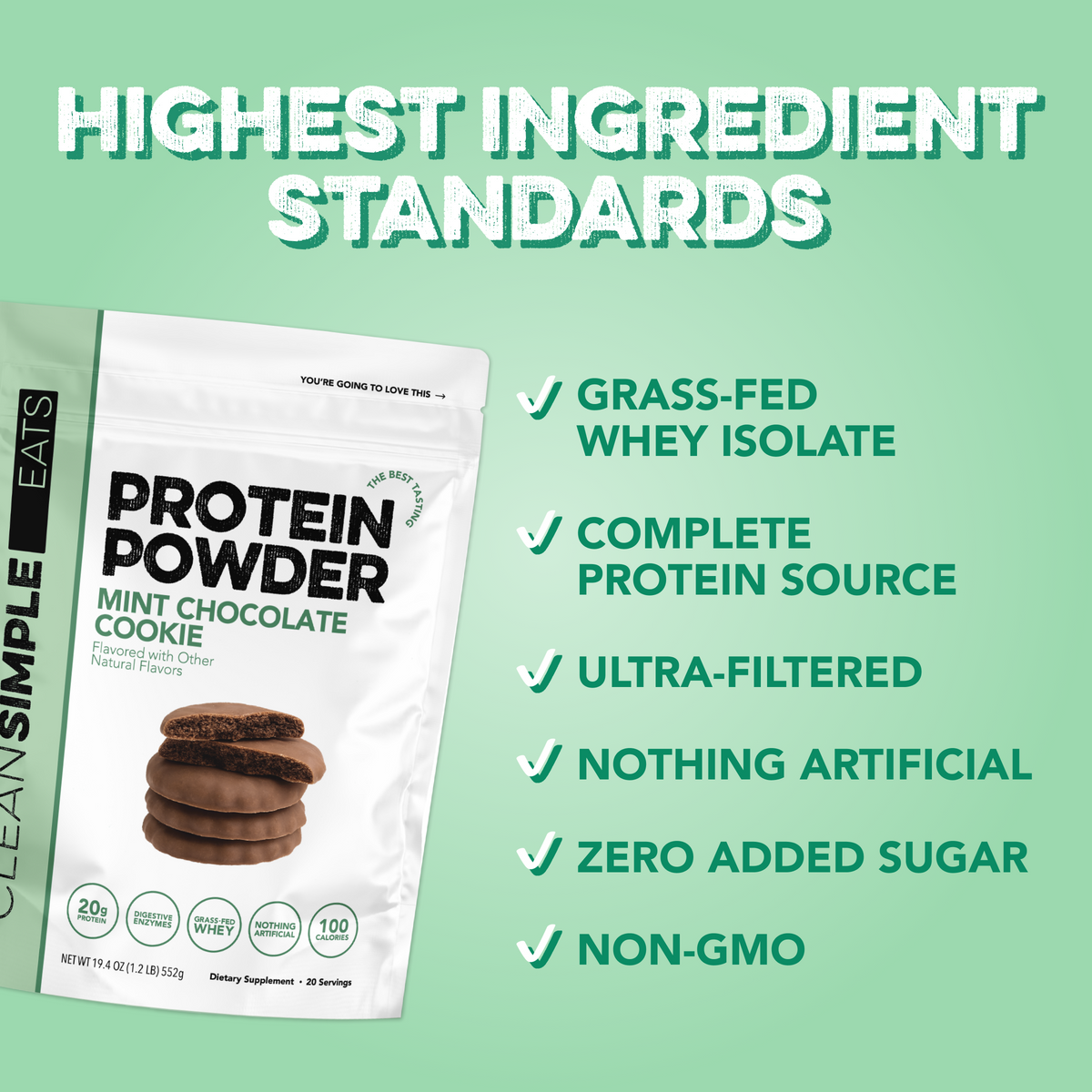 Protein Powder: Mint Chocolate Cookie (20 Serving Bag)