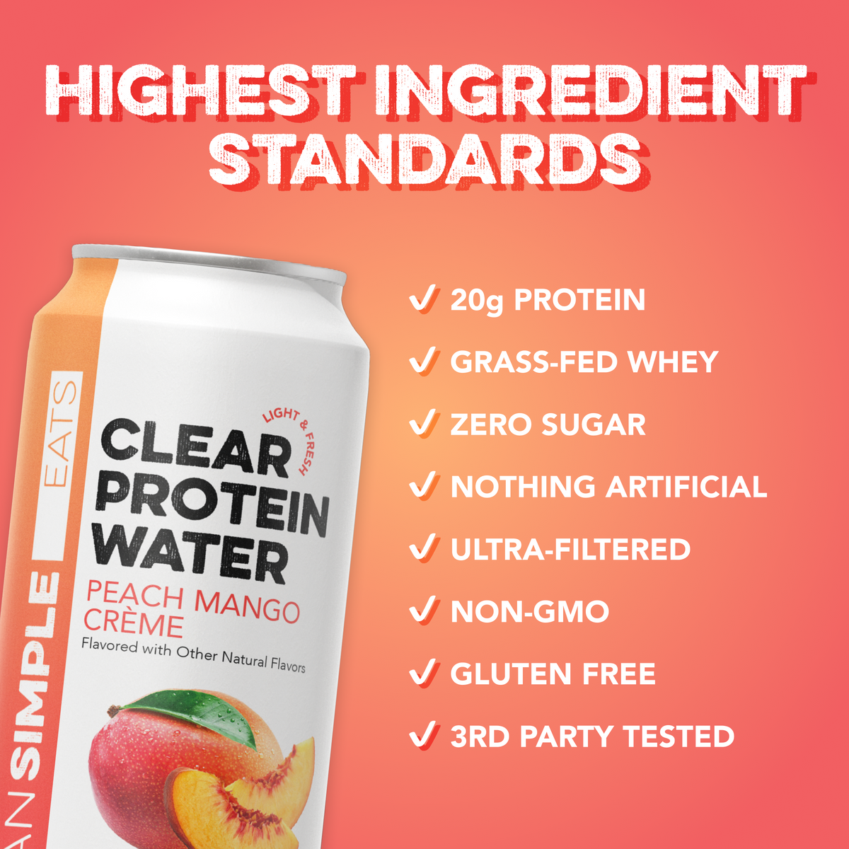 Clear Protein Water: Peach Mango Creme (16 Oz. | 12 Pack)